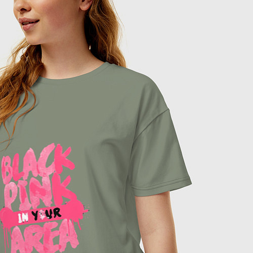 Женская футболка оверсайз Блэкпинк новый / Авокадо – фото 3