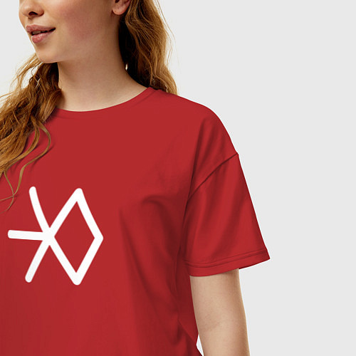 Женская футболка оверсайз Логотип exo / Красный – фото 3