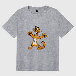 Футболка оверсайз женская ТИГР НА ПОЗИТИВЕ, цвет: меланж