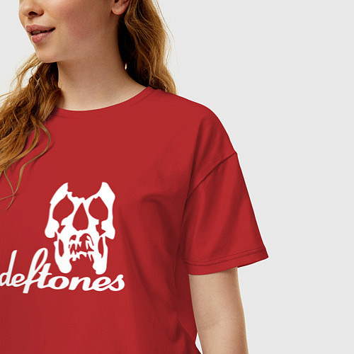 Женская футболка оверсайз Deftones череп / Красный – фото 3