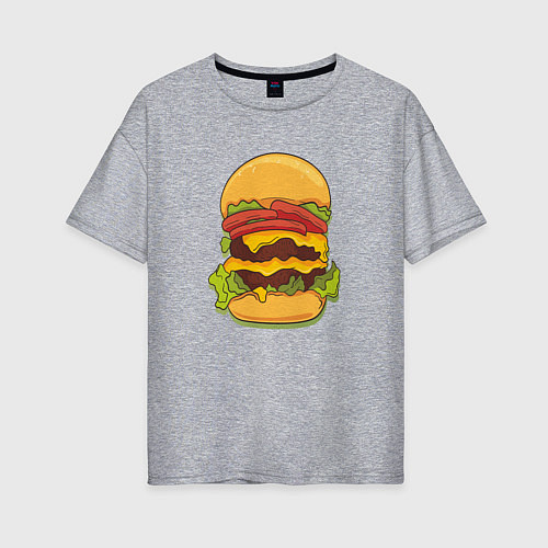 Женская футболка оверсайз Самый вкусный гамбургер / Меланж – фото 1