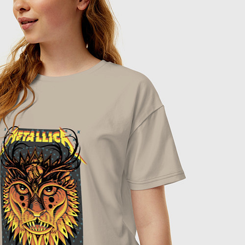 Женская футболка оверсайз Metallica Lion / Миндальный – фото 3