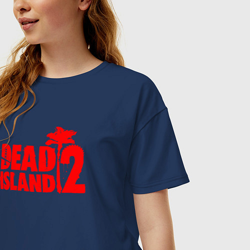 Женская футболка оверсайз Dead island 2 / Тёмно-синий – фото 3