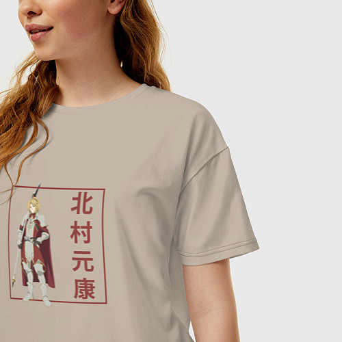 Женская футболка оверсайз Мотоясу Китамура / Миндальный – фото 3