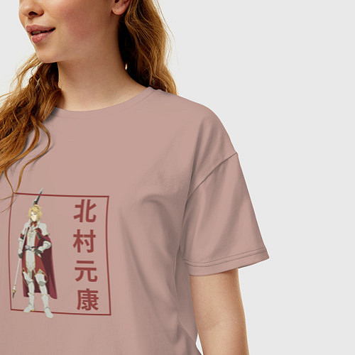 Женская футболка оверсайз Мотоясу Китамура / Пыльно-розовый – фото 3