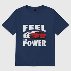 Футболка оверсайз женская BMW - Почувствуй силу, цвет: тёмно-синий