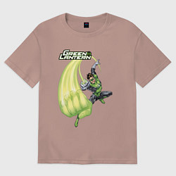 Футболка оверсайз женская Атакующий Зеленый Фонарь!, цвет: пыльно-розовый