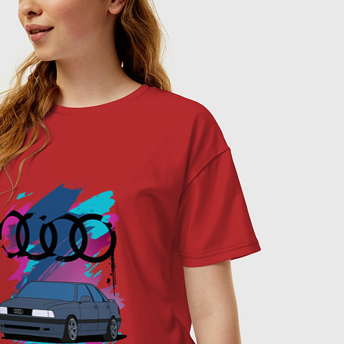 Женская футболка оверсайз Audi 8090 / Красный – фото 3