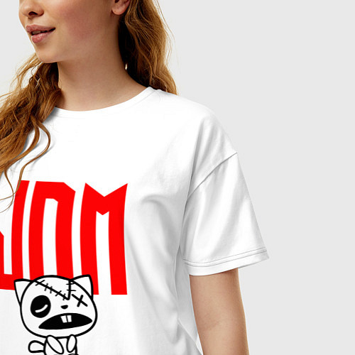 Женская футболка оверсайз JDM Kitten-Zombie Japan / Белый – фото 3