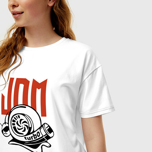 Женская футболка оверсайз JDM Japan Snail Turbo / Белый – фото 3