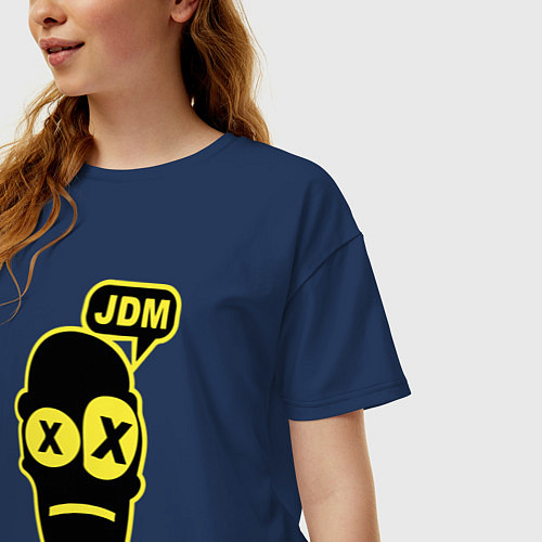 Женская футболка оверсайз JDM Face Japan / Тёмно-синий – фото 3