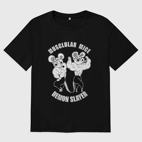 Женская футболка оверсайз МЫШИ УЗУЙ ТЕНГЕНА МЫЩЦЫ МЫЩЦЫ / Черный – фото 1