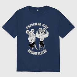 Футболка оверсайз женская МЫШИ УЗУЙ ТЕНГЕНА МЫЩЦЫ МЫЩЦЫ, цвет: тёмно-синий