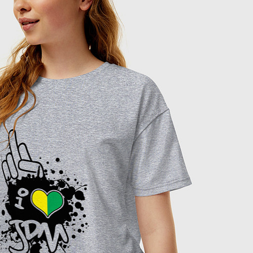 Женская футболка оверсайз I love JDM Japan / Меланж – фото 3