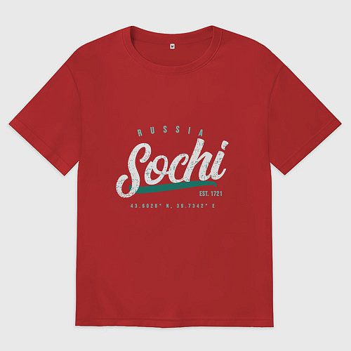Женская футболка оверсайз Россия - Сочи / Красный – фото 1