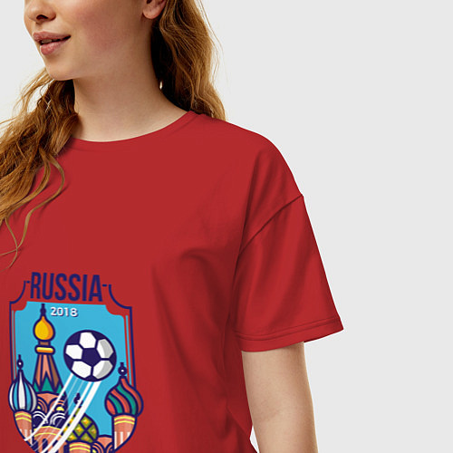 Женская футболка оверсайз Russia 2018 / Красный – фото 3