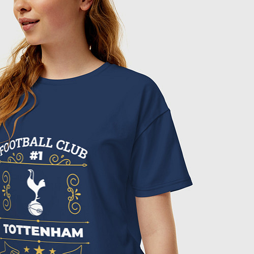 Женская футболка оверсайз Tottenham - FC 1 / Тёмно-синий – фото 3