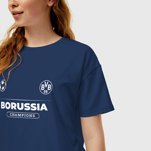 Женская футболка оверсайз Borussia Форма Чемпионов / Тёмно-синий – фото 3