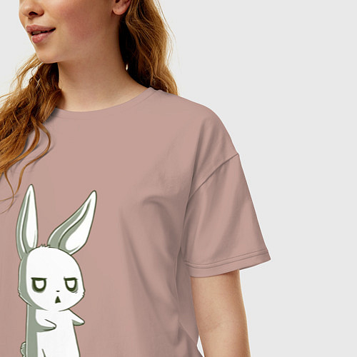 Женская футболка оверсайз Заяц хочет кофе / Пыльно-розовый – фото 3