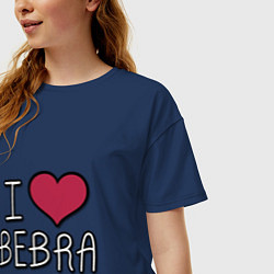 Футболка оверсайз женская I love bebra, цвет: тёмно-синий — фото 2