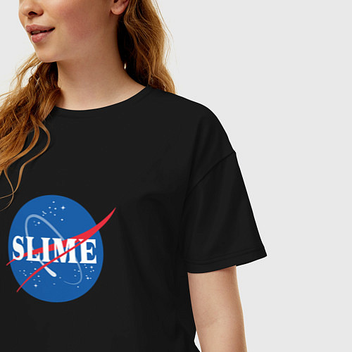 Женская футболка оверсайз Slime art Nasa / Черный – фото 3