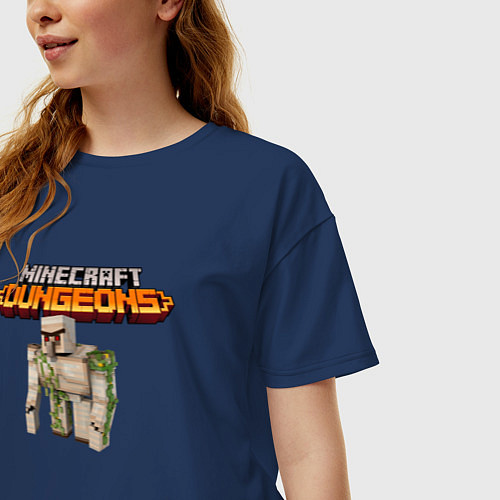 Женская футболка оверсайз Minecraft Iron Golem Video game / Тёмно-синий – фото 3