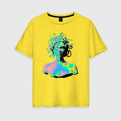 Футболка оверсайз женская Gorgon Medusa Vaporwave Neon, цвет: желтый