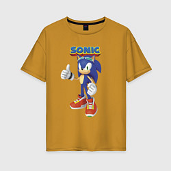 Футболка оверсайз женская Sonic Hedgehog Video game!, цвет: горчичный
