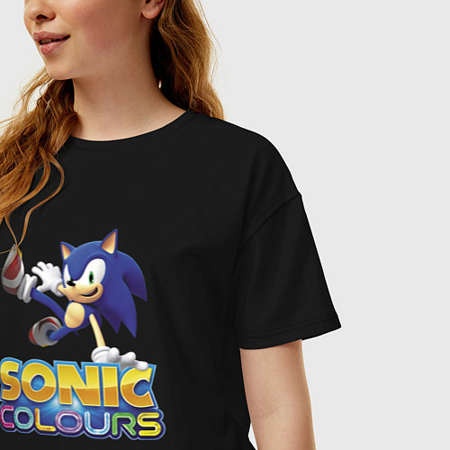 Женская футболка оверсайз Sonic Colours Hedgehog Video game / Черный – фото 3