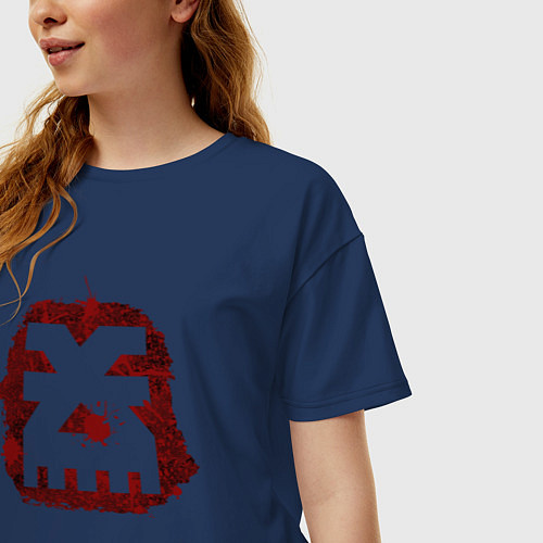 Женская футболка оверсайз Знак Кхорна пятно / Тёмно-синий – фото 3