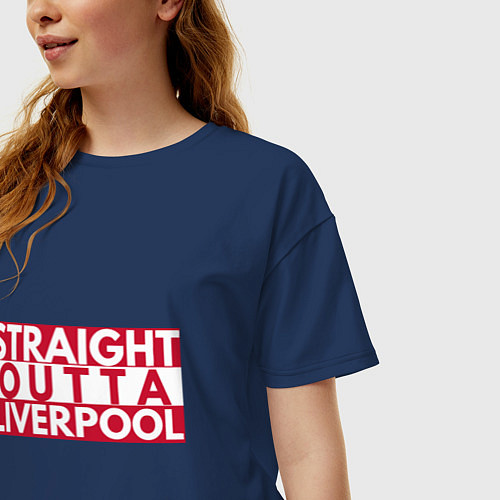Женская футболка оверсайз Straight Outta Liverpool / Тёмно-синий – фото 3