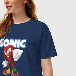 Футболка оверсайз женская Knuckles Echidna Sonic Video game Ехидна Наклз Вид, цвет: тёмно-синий — фото 2
