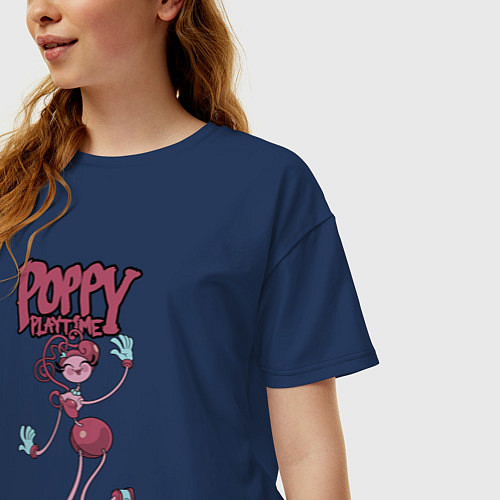 Женская футболка оверсайз Poppy Playtime Mommy Long Legs / Тёмно-синий – фото 3