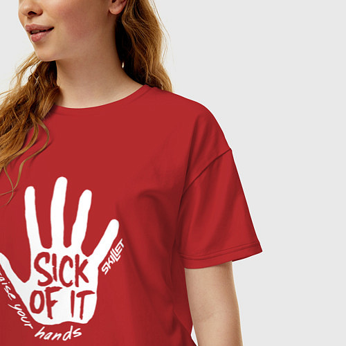 Женская футболка оверсайз Skillet rock / Красный – фото 3