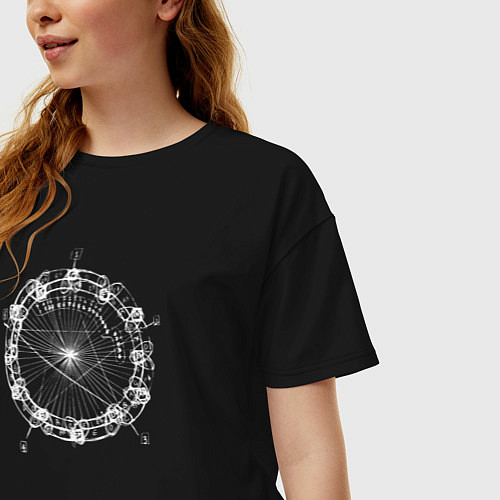 Женская футболка оверсайз Квинтовый круг Джона Колтрейна белый / Черный – фото 3