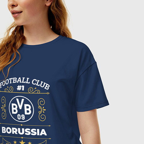 Женская футболка оверсайз Borussia FC 1 / Тёмно-синий – фото 3