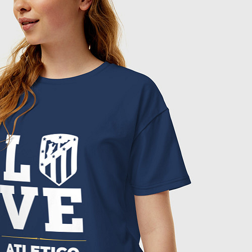 Женская футболка оверсайз Atletico Madrid Love Classic / Тёмно-синий – фото 3
