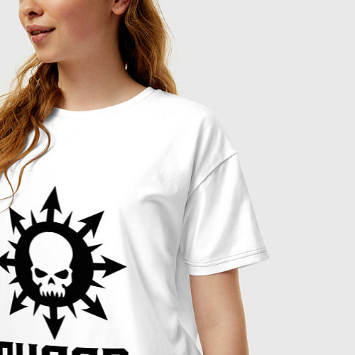 Женская футболка оверсайз Эмблема Хаоса с черепом / Белый – фото 3