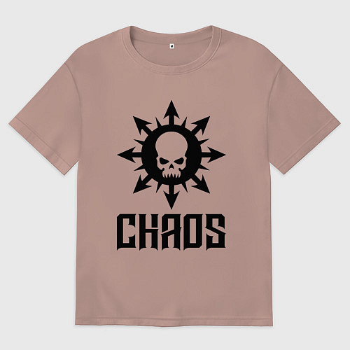 Женская футболка оверсайз Эмблема Хаоса с черепом / Пыльно-розовый – фото 1