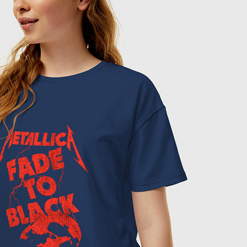 Женская футболка оверсайз Metallica Fade To Black Rock Art / Тёмно-синий – фото 3