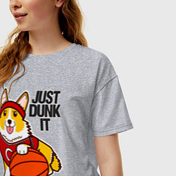 Футболка оверсайз женская JUST DUNK IT корги, цвет: меланж — фото 2