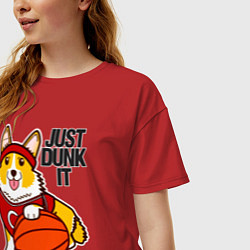 Футболка оверсайз женская JUST DUNK IT корги, цвет: красный — фото 2