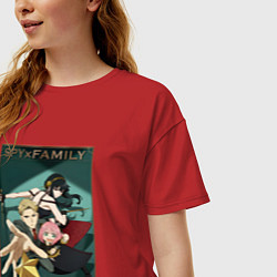 Футболка оверсайз женская SPY X FAMILY СЕМЬЯ ШПИОНА, цвет: красный — фото 2