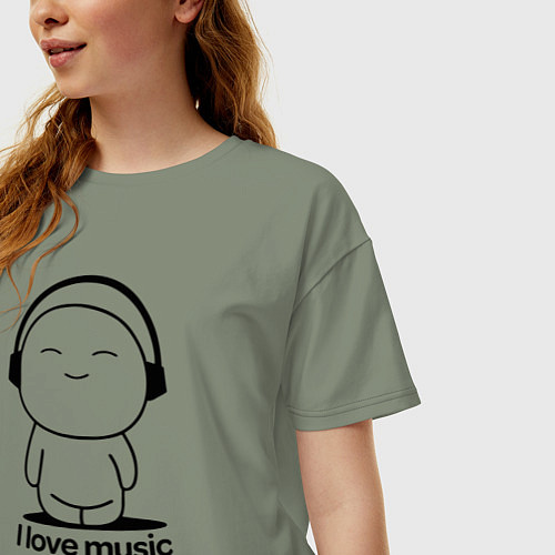 Женская футболка оверсайз Я Люблю Музыку I love Music / Авокадо – фото 3