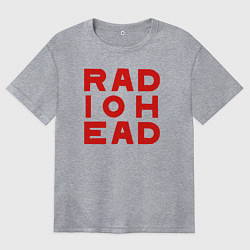 Футболка оверсайз женская Radiohead большое красное лого, цвет: меланж