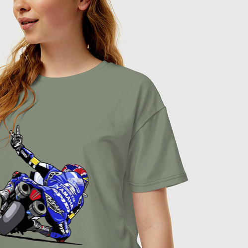 Женская футболка оверсайз Yamaha racing team Racer / Авокадо – фото 3