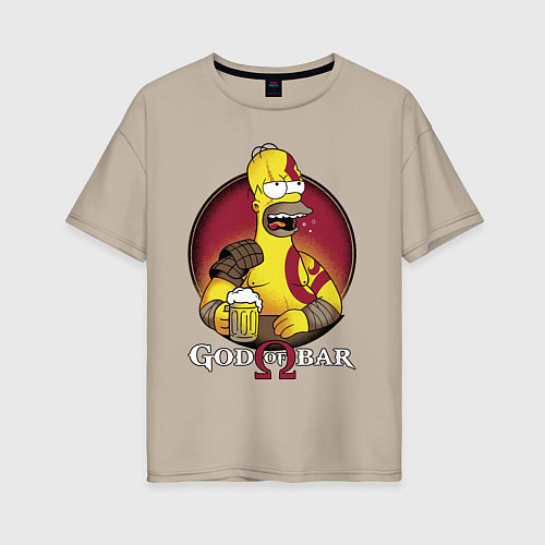 Женская футболка оверсайз Homer god of bar / Миндальный – фото 1