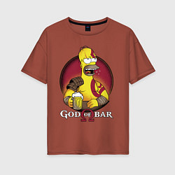 Футболка оверсайз женская Homer god of bar, цвет: кирпичный