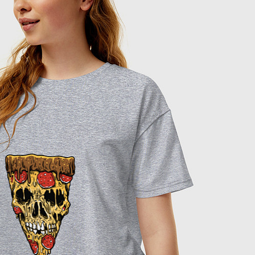 Женская футболка оверсайз Pizza - Skull / Меланж – фото 3
