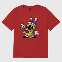 Футболка оверсайз женская Баллончик для краски высунул язык Spray paint stuc, цвет: красный